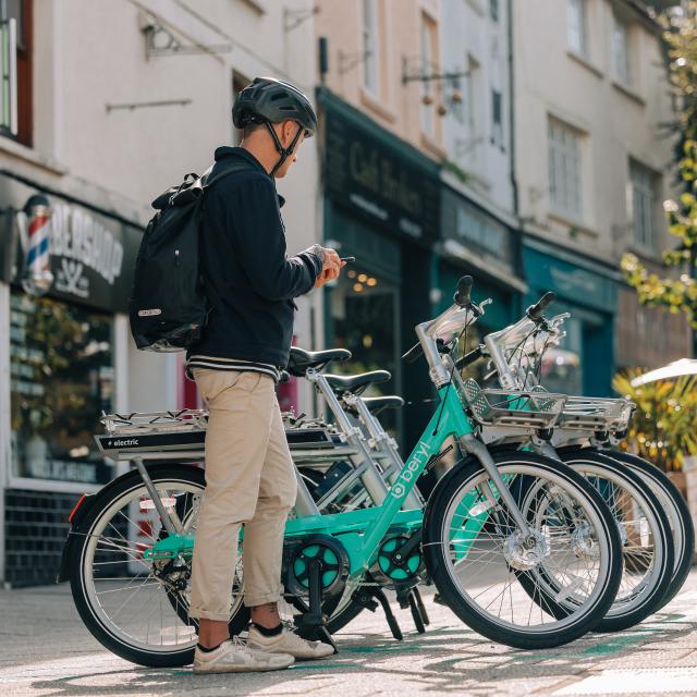 Man using a Beryl e-bike in Falmouth